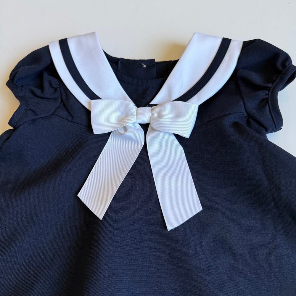 Bonnie Jean Nautical Sailor Dress Navy Baby Girls 18 Months - Picture 3 of 11